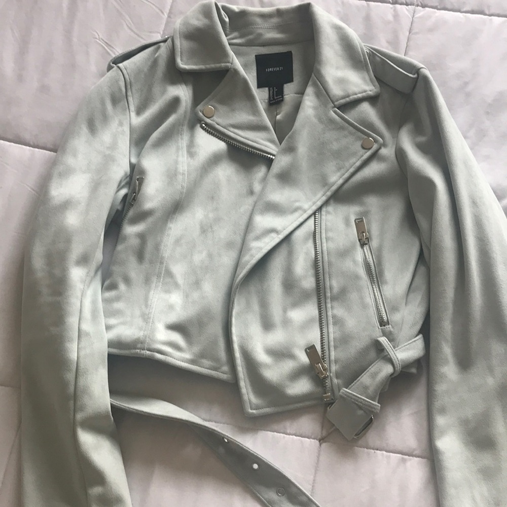 Faux Suede Baby Blue Jacket